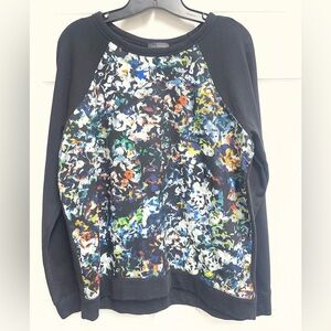 The Limited Dark Navy Sweatshirt with Multicolor Abstract Floral Front sz L